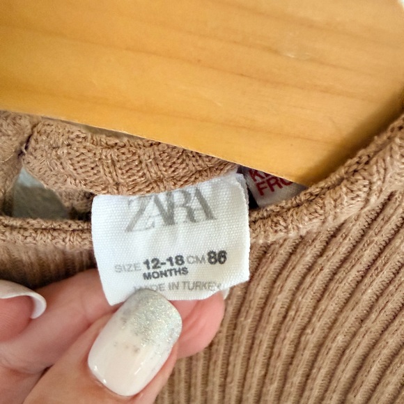 Zara Baby Girl Ribbed Knit & Plaid Dress Size 12–18 Months Excellent Condition - Picture 3 of 3
